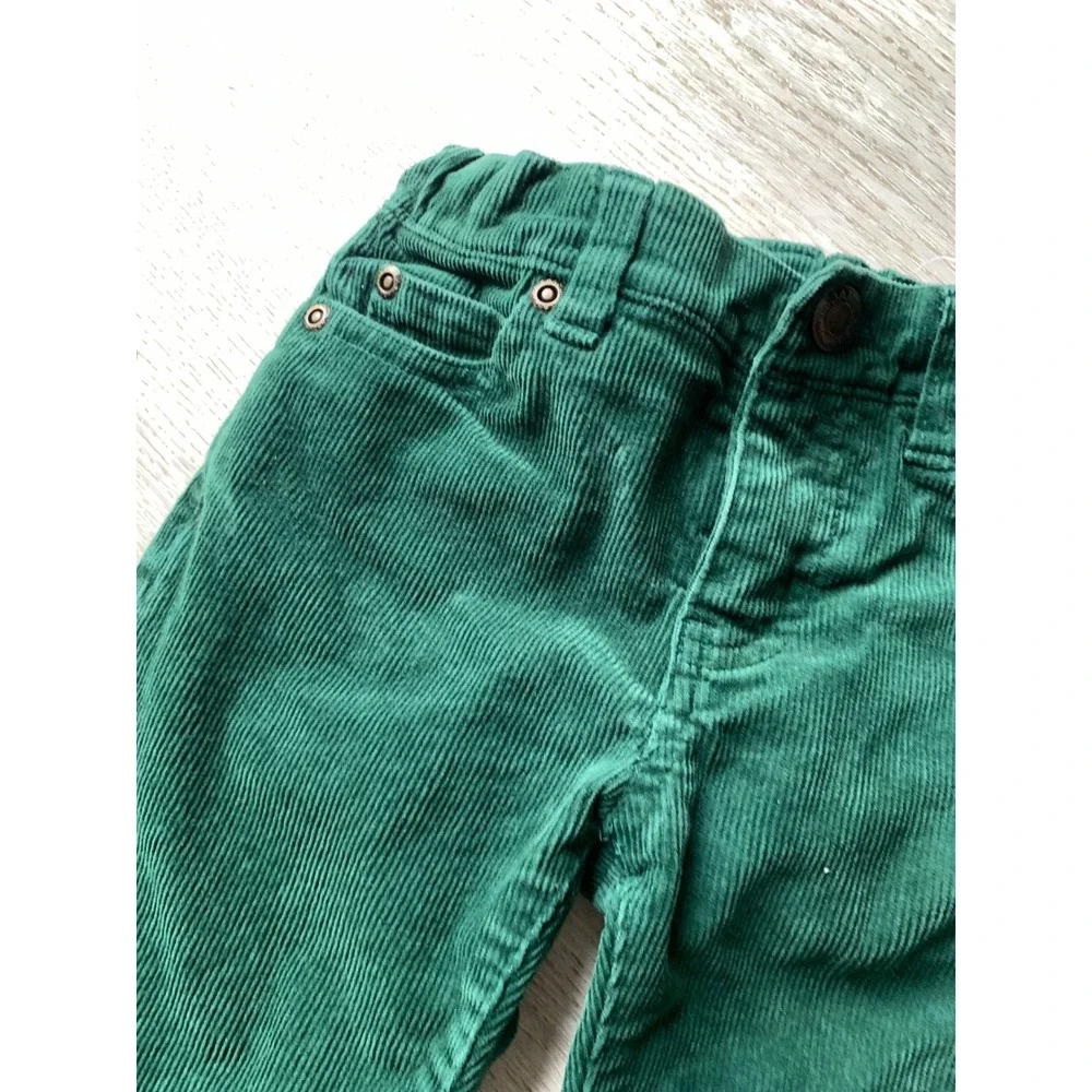 Janie and Jack Kids Green Corduroy Pants Adjustable Waist Size 3 Preppy Classic